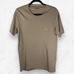 Hugo Boss Khaki T-Shirt Men's Size M Short Sleeves Crew Neck 100% Cotton